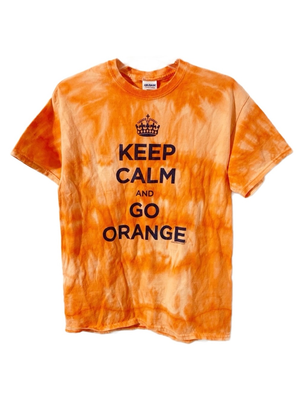 Gildan Cotton Keep Calm Go Orange Tee Shirt Reverse Tie Dye Syracuse University